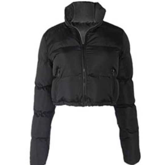 Black Cropped Puffer Jacket - Picture 1 of 1